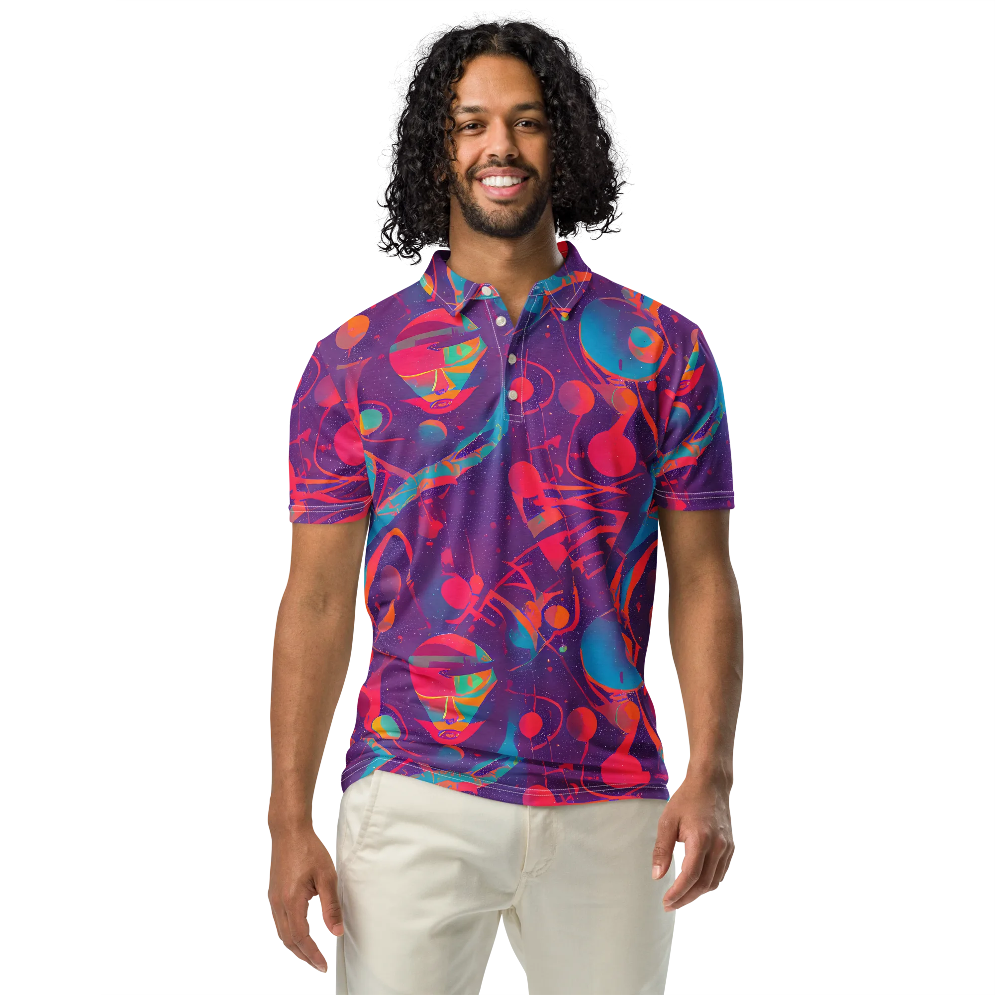 Spheric Rhapsody on Men's Slim Fit Polo Shirt — Front