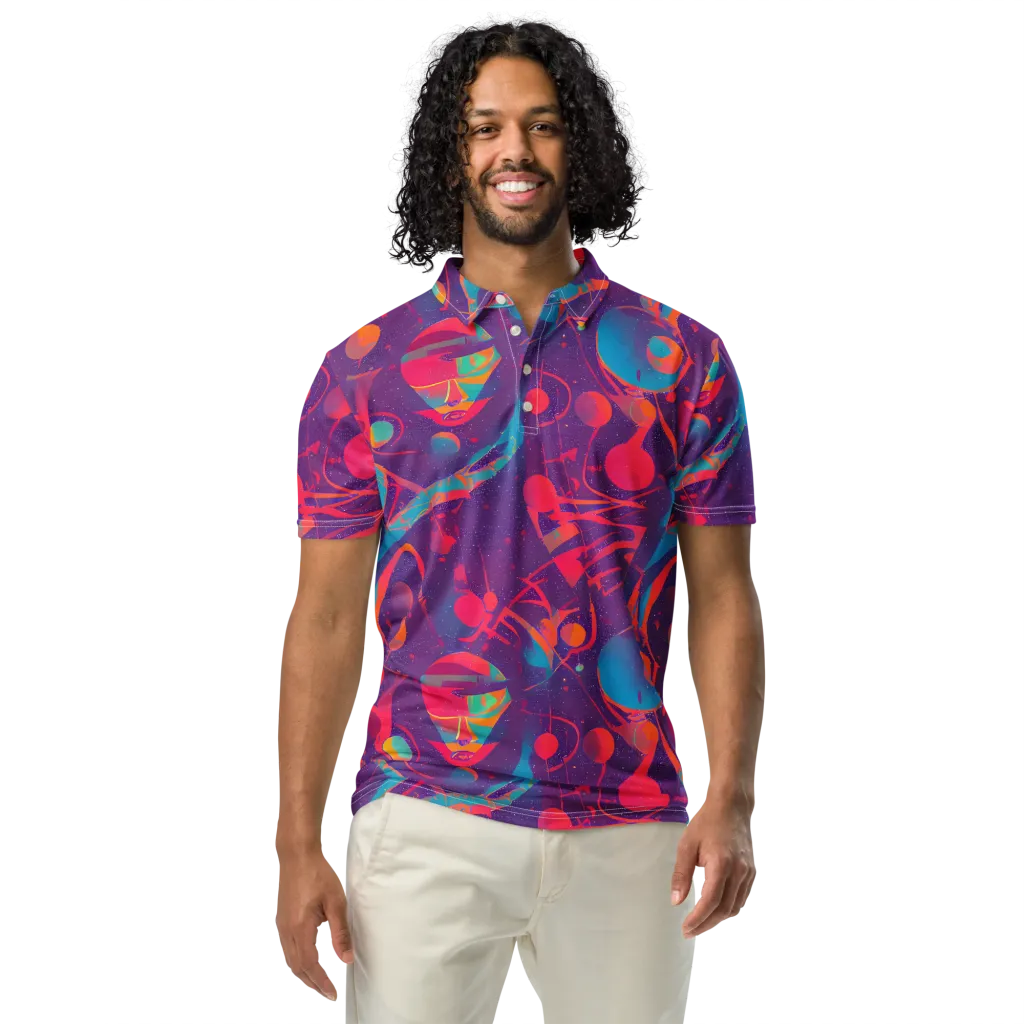 Spheric Rhapsody on Men's Slim Fit Polo Shirt — Front