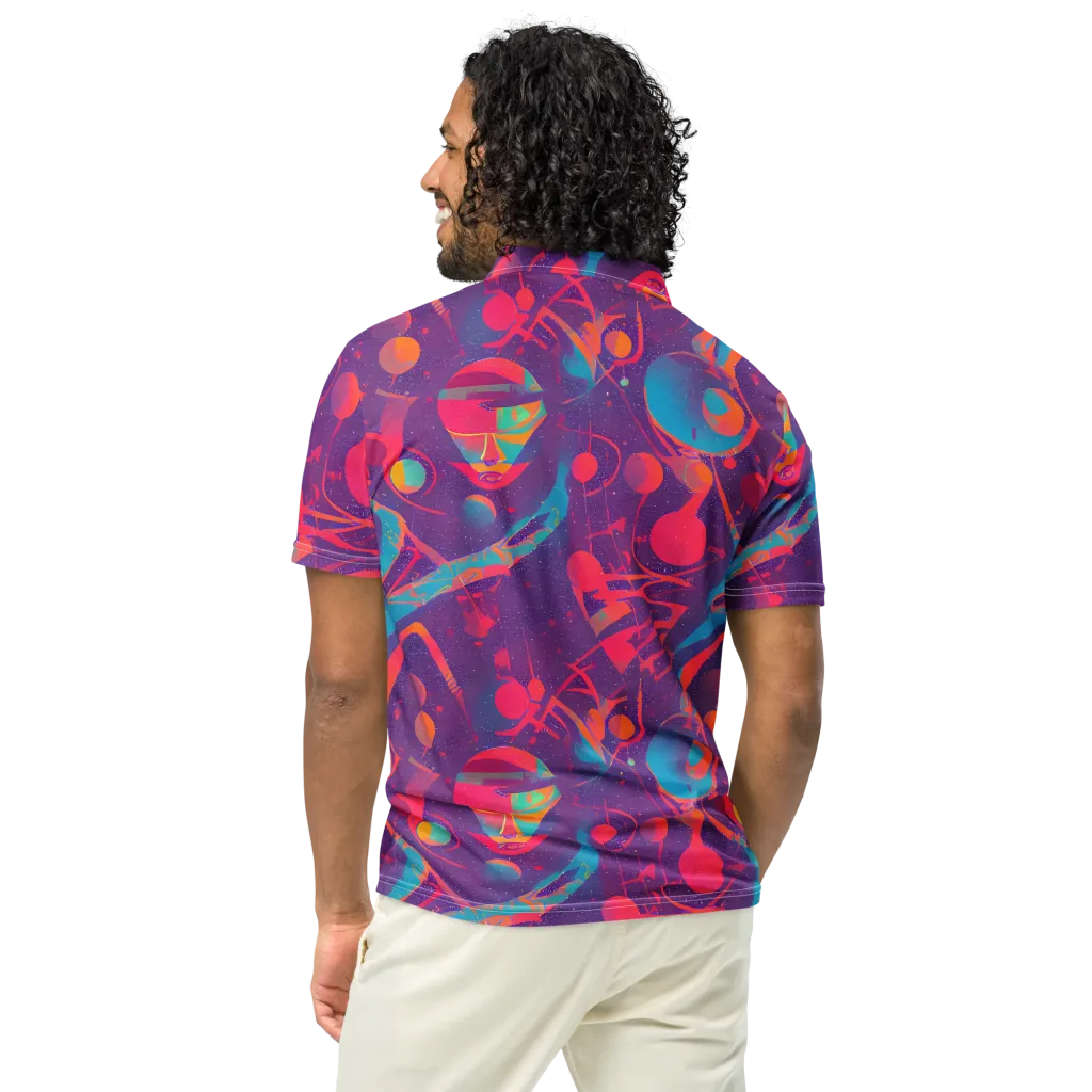 Spheric Rhapsody on Men's Slim Fit Polo Shirt — Back