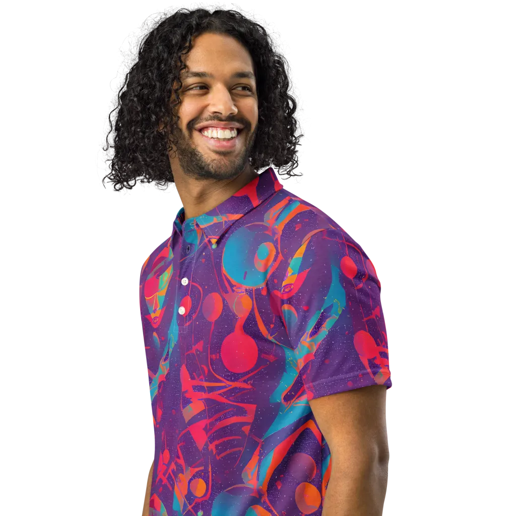Spheric Rhapsody on Men's Slim Fit Polo Shirt — Left Front