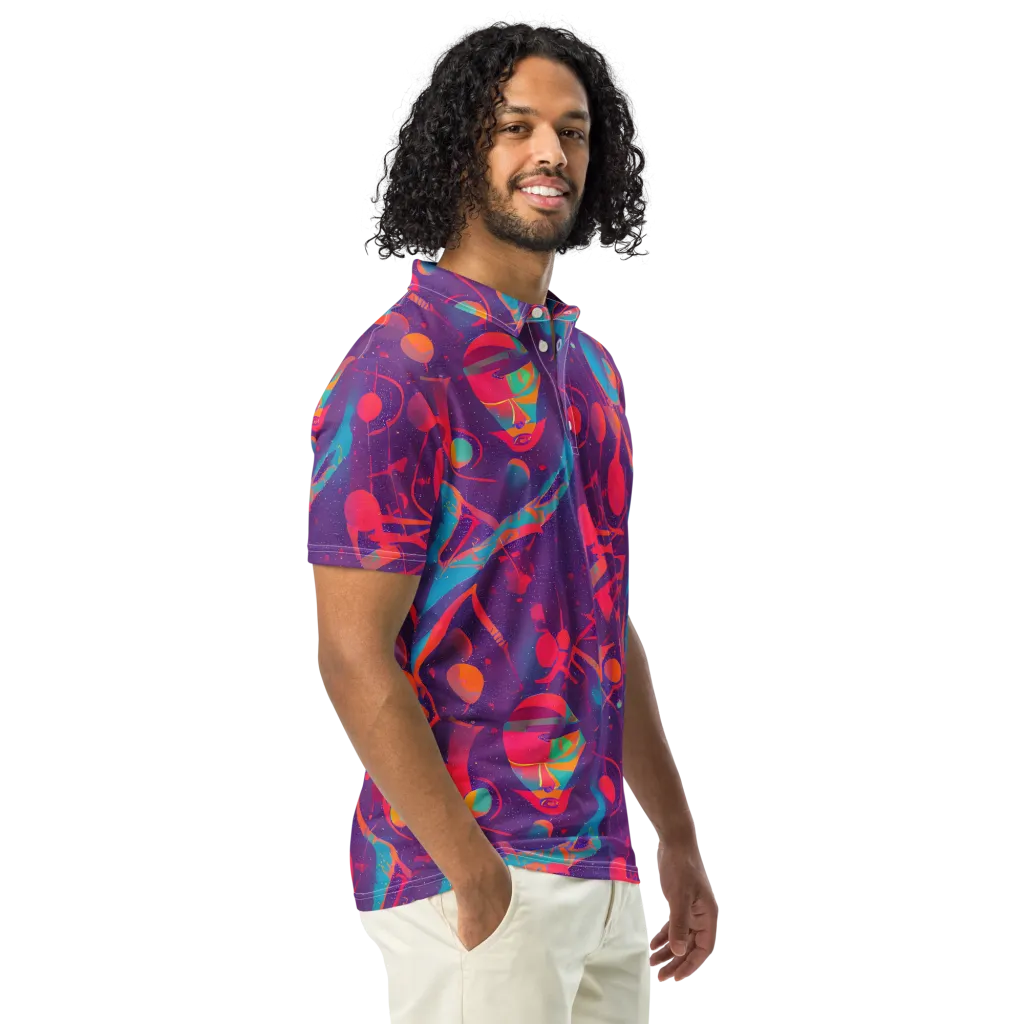 Spheric Rhapsody on Men's Slim Fit Polo Shirt — Right Front