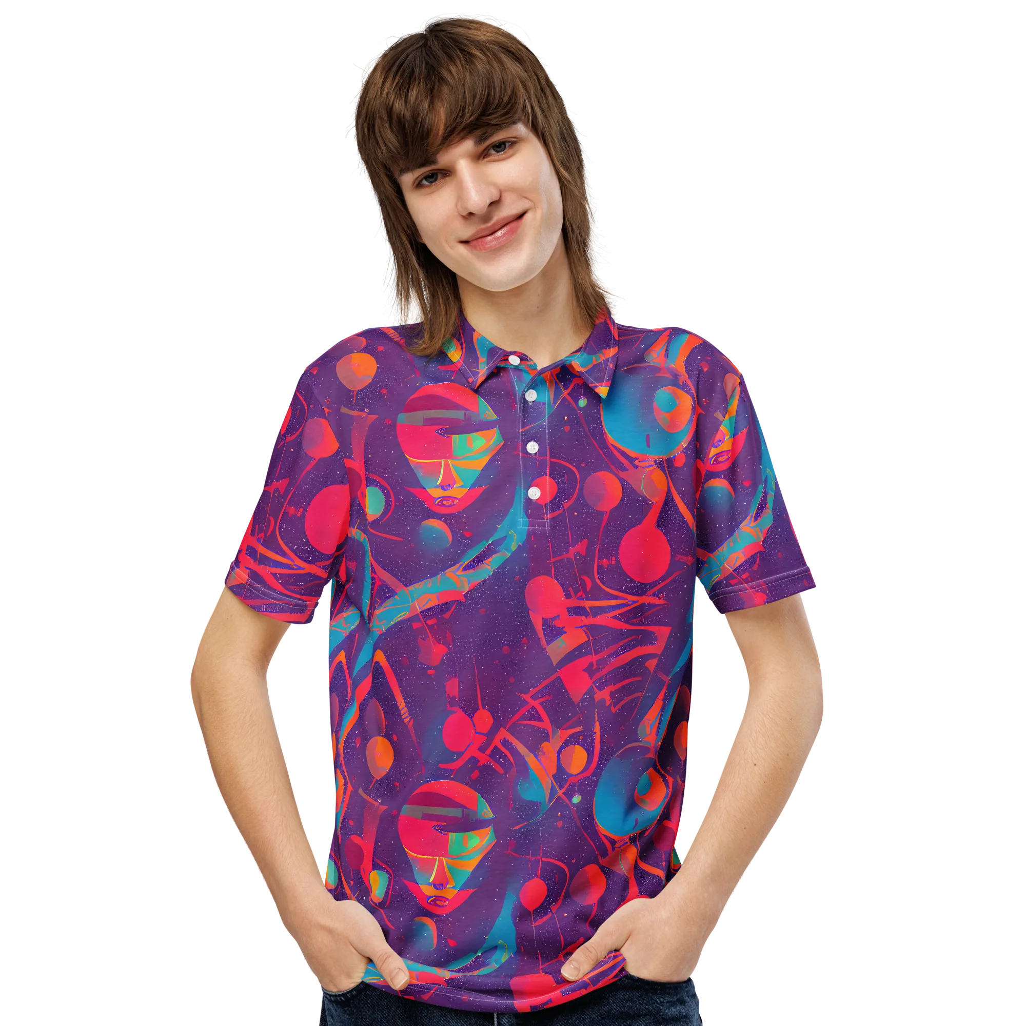 Spheric Rhapsody on Men's Slim Fit Polo Shirt — Front