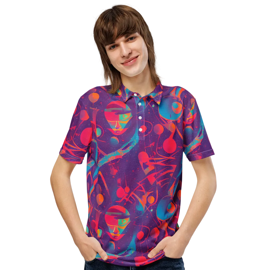 Spheric Rhapsody on Men's Slim Fit Polo Shirt — Front