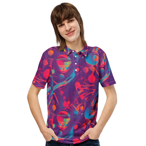 Spheric Rhapsody on a Men's Slim Fit Polo Shirt