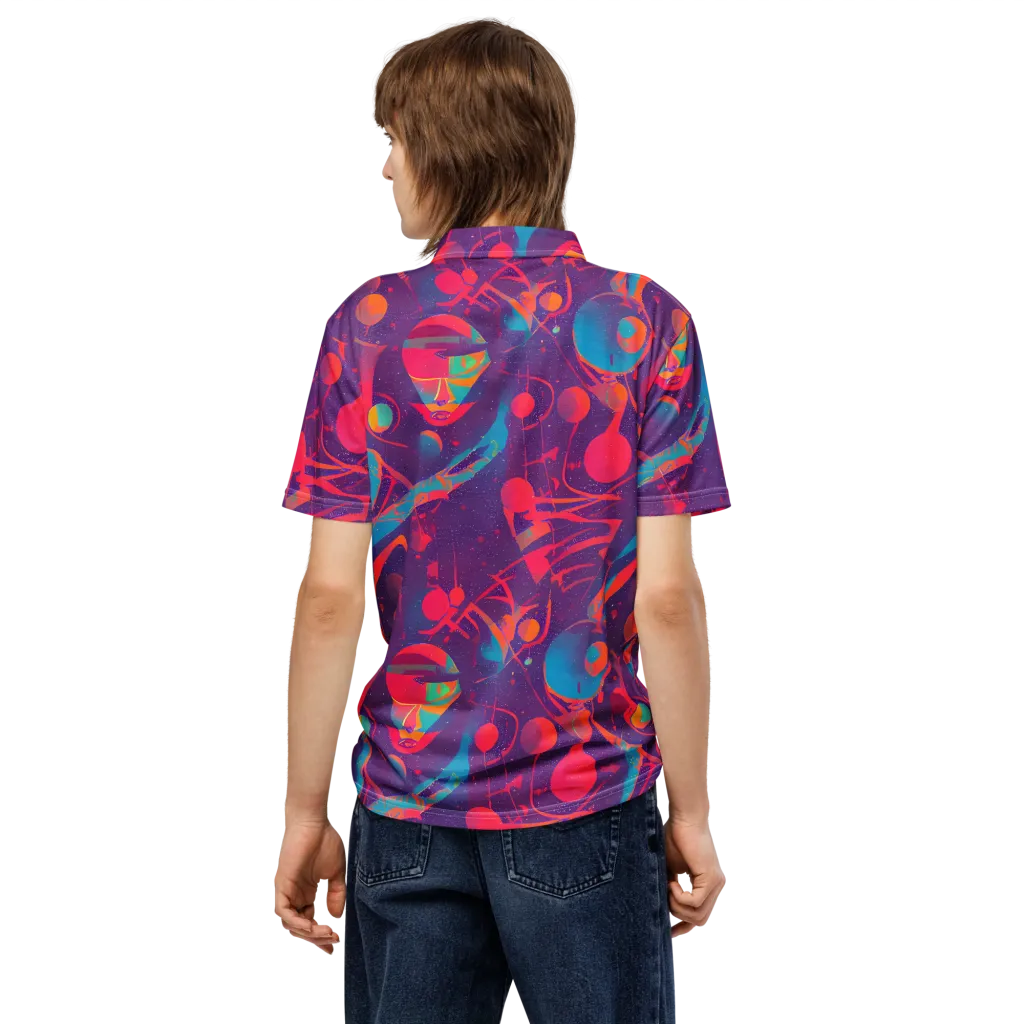Spheric Rhapsody on Men's Slim Fit Polo Shirt — Back