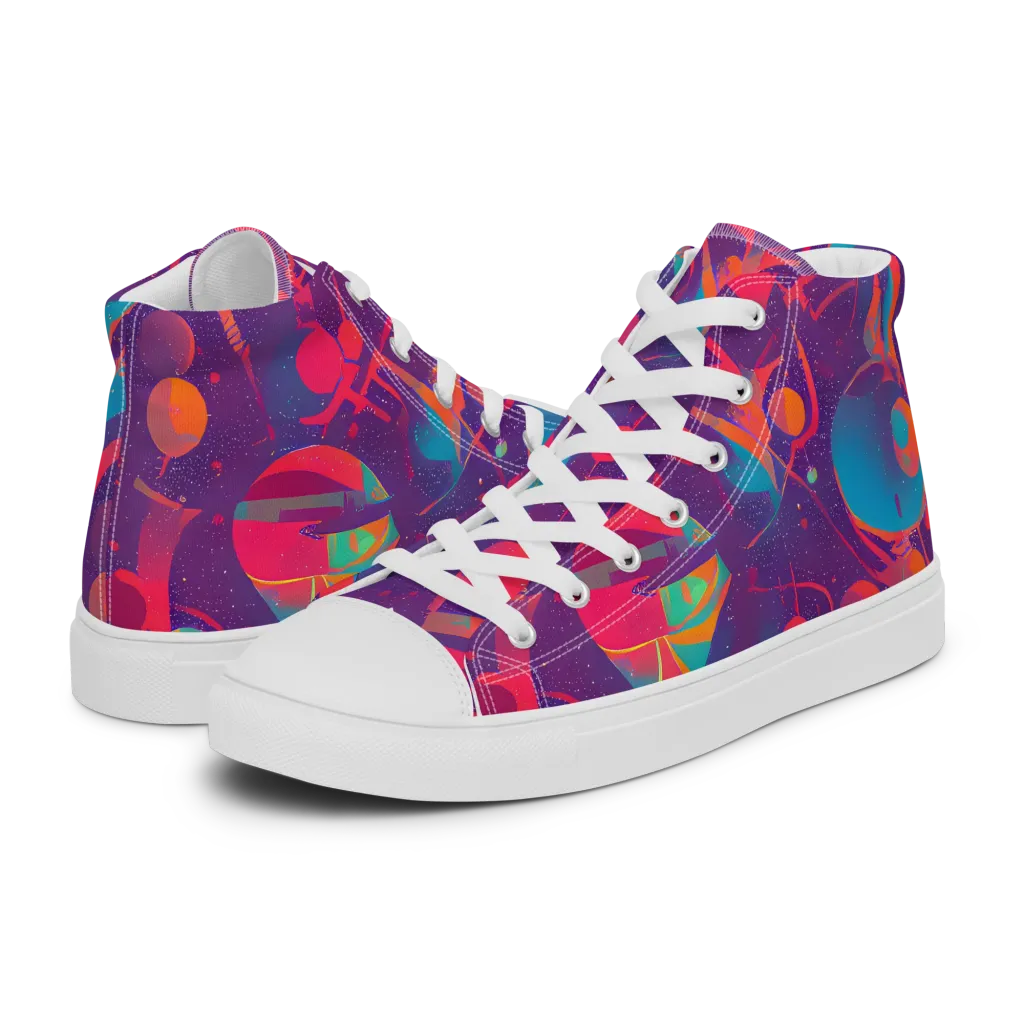 Spheric Rhapsody on Men's High Top Canvas Shoes — Left