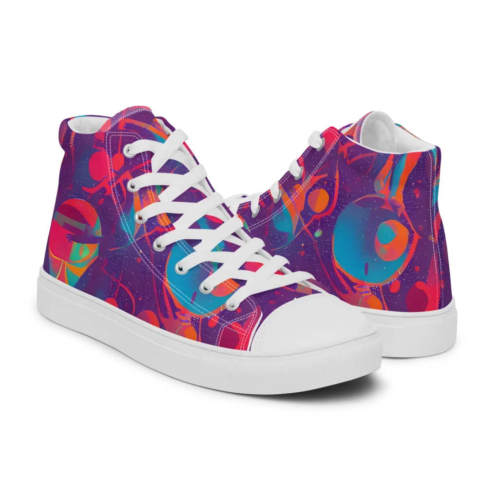 Spheric Rhapsody on Men's High Top Canvas Shoes — Right