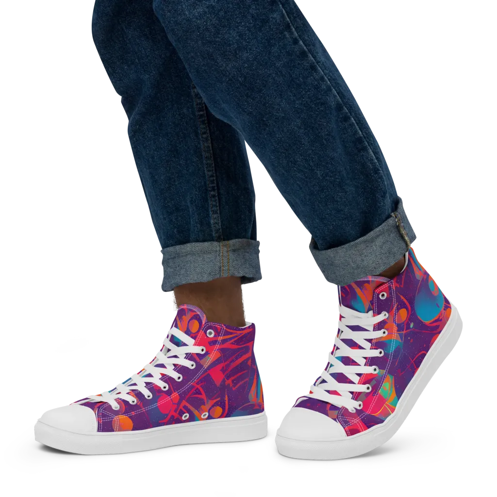 Spheric Rhapsody on Men's High Top Canvas Shoes — Left