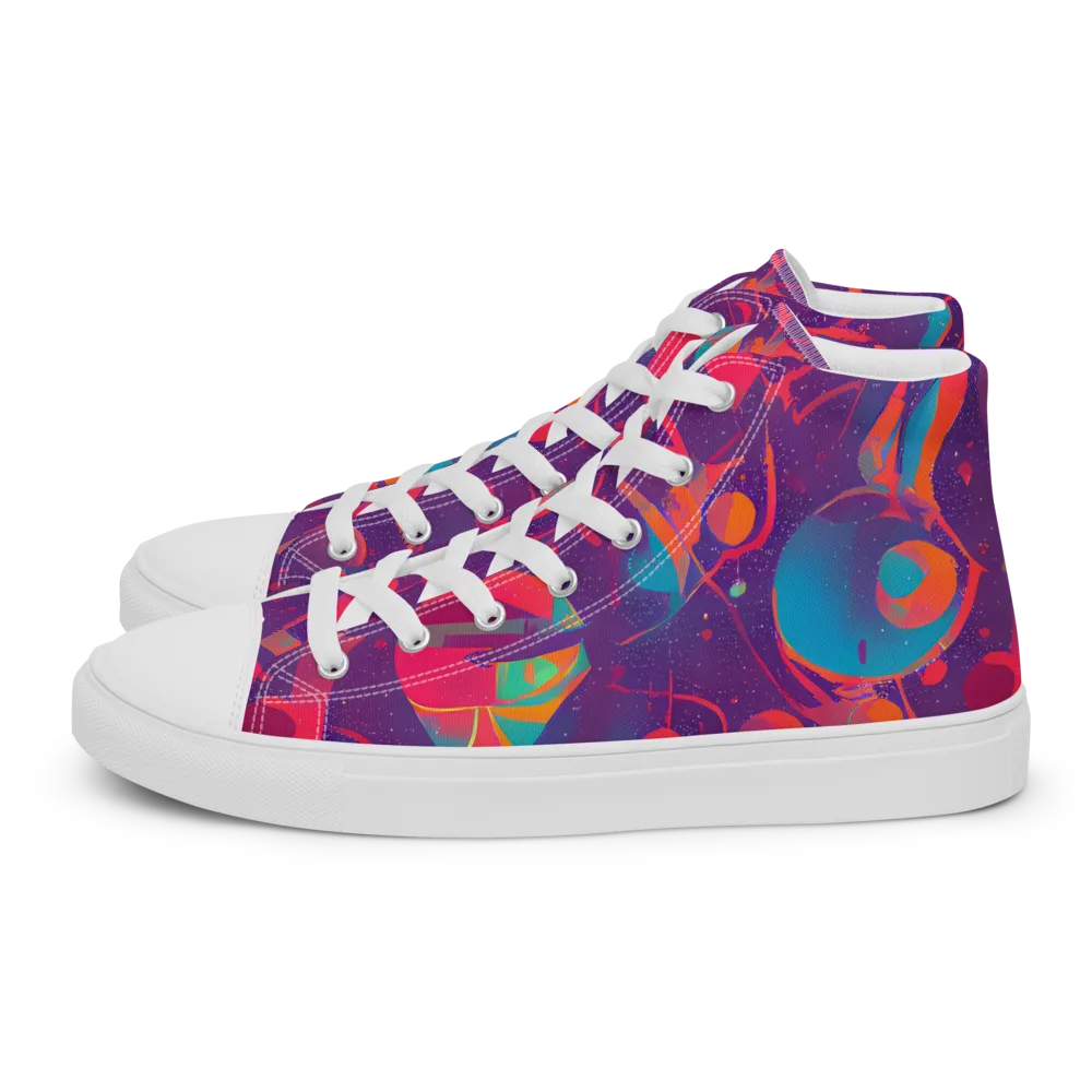 Spheric Rhapsody on Women's High Top Canvas Shoes — Left