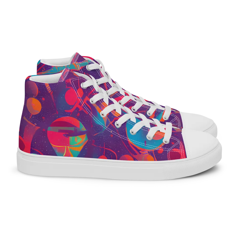 Spheric Rhapsody on Women's High Top Canvas Shoes — Right