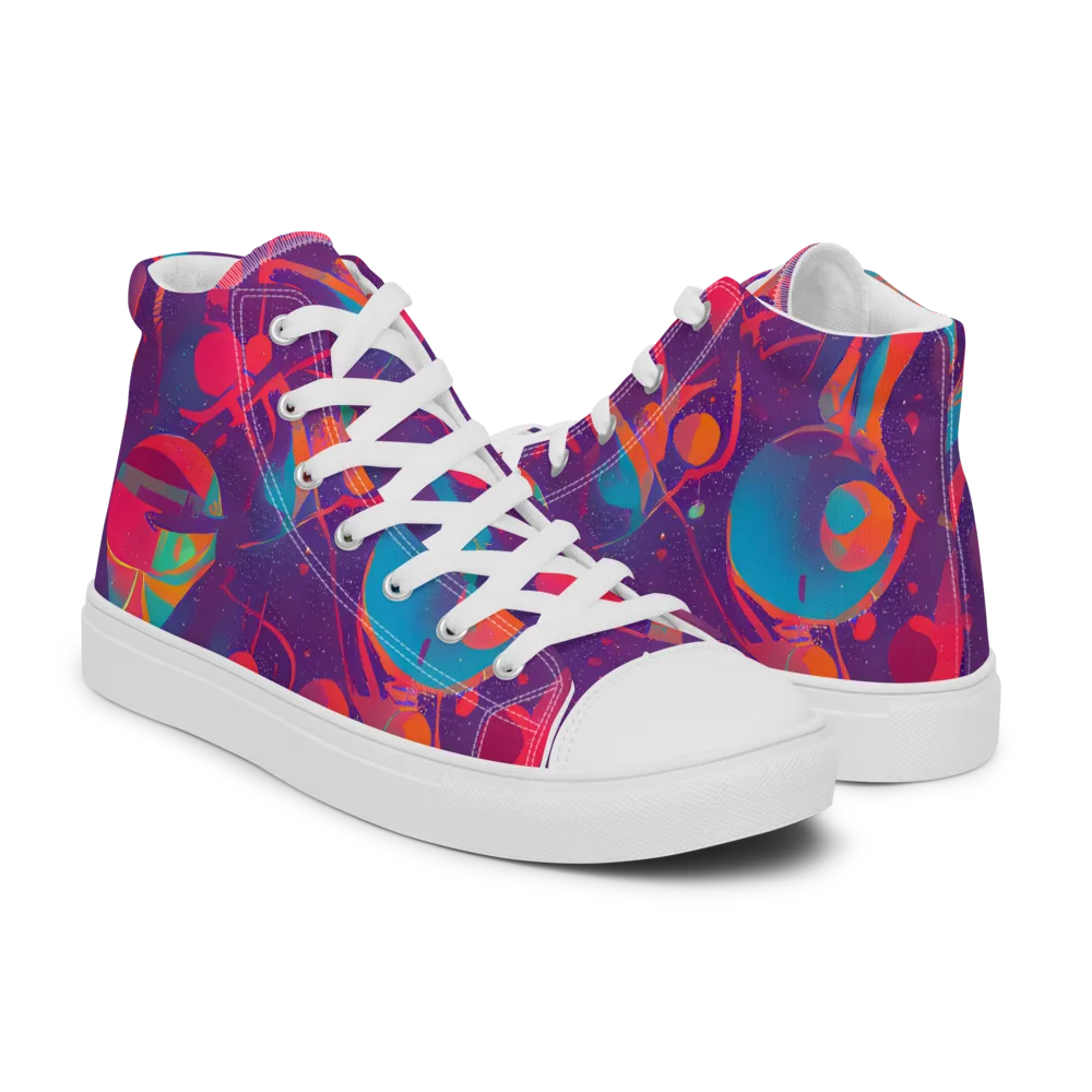 Spheric Rhapsody on Women's High Top Canvas Shoes — Right