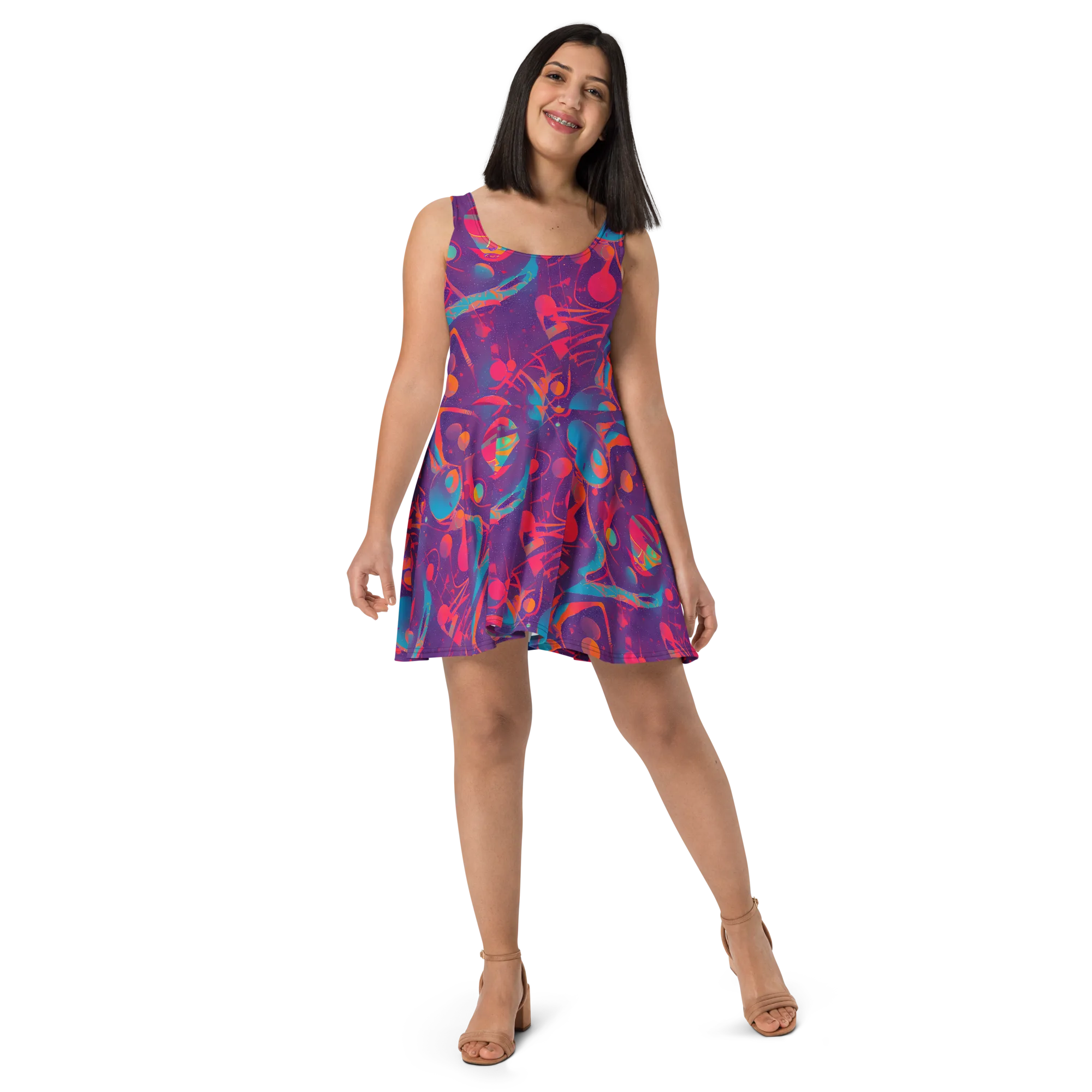 Spheric Rhapsody on Skater Dress — Front