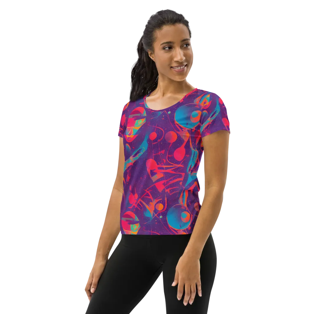 Spheric Rhapsody on Women's Athletic T-Shirt — Left