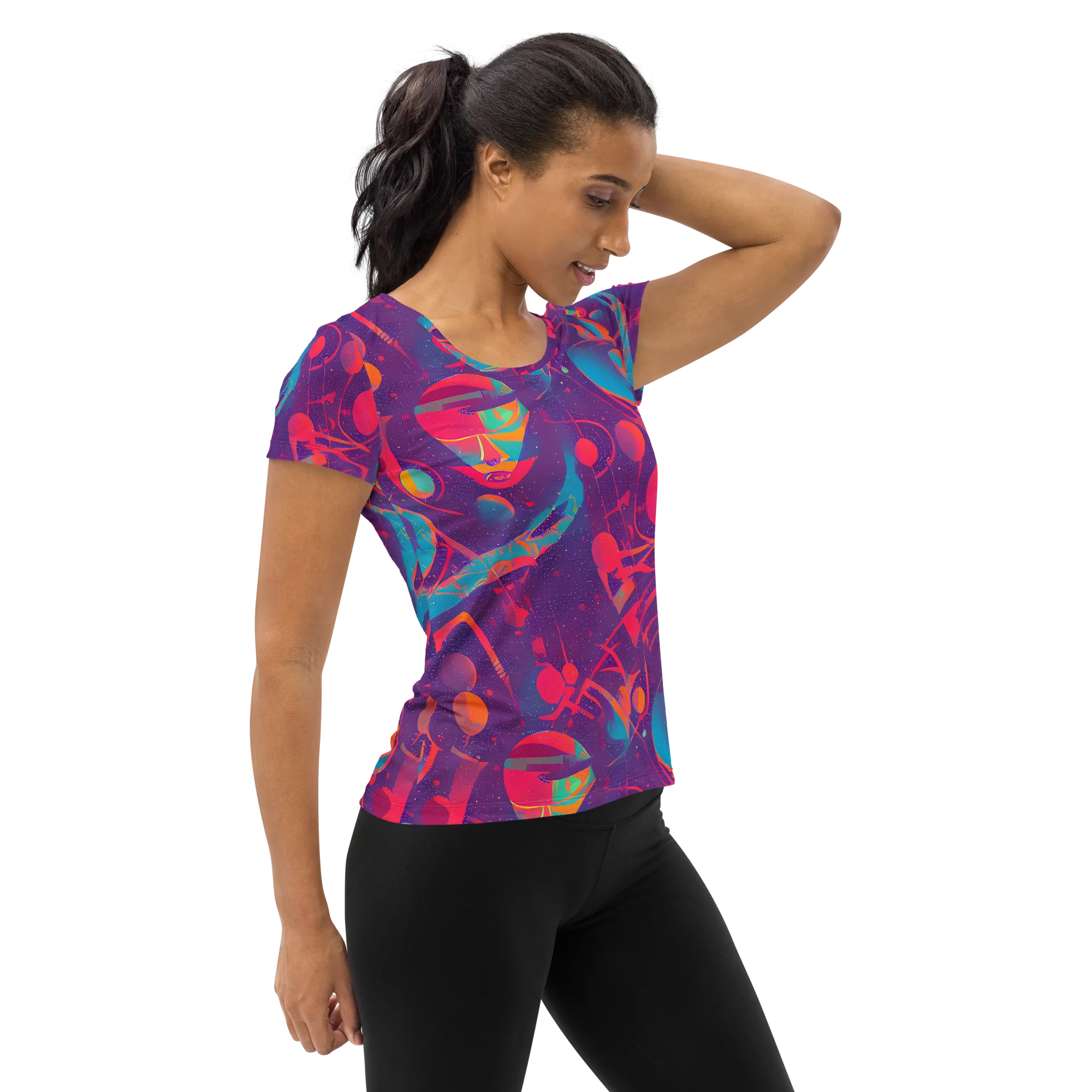 Spheric Rhapsody on Women's Athletic T-Shirt — Right