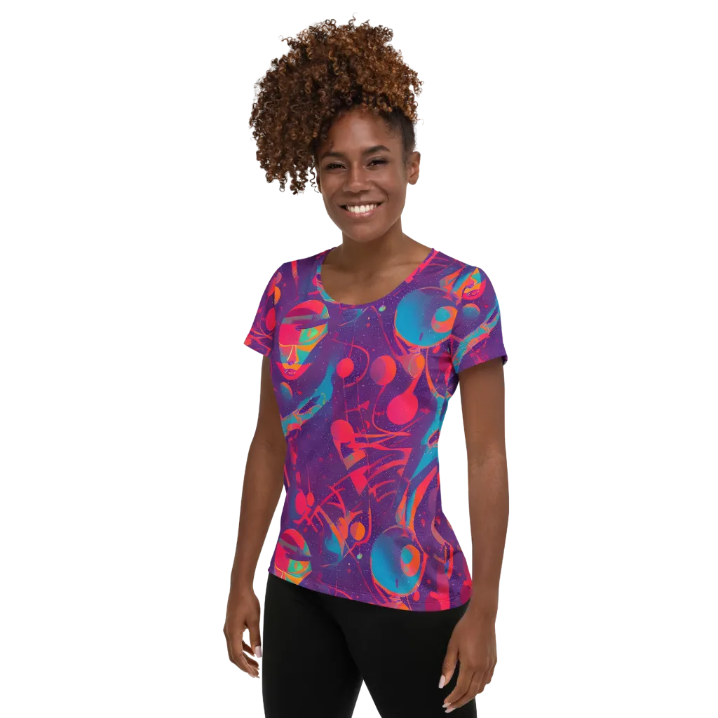 Spheric Rhapsody on Women's Athletic T-Shirt — Left