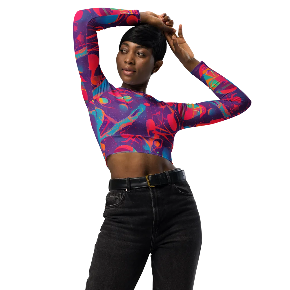 Spheric Rhapsody on Long Sleeve Crop Top — Front