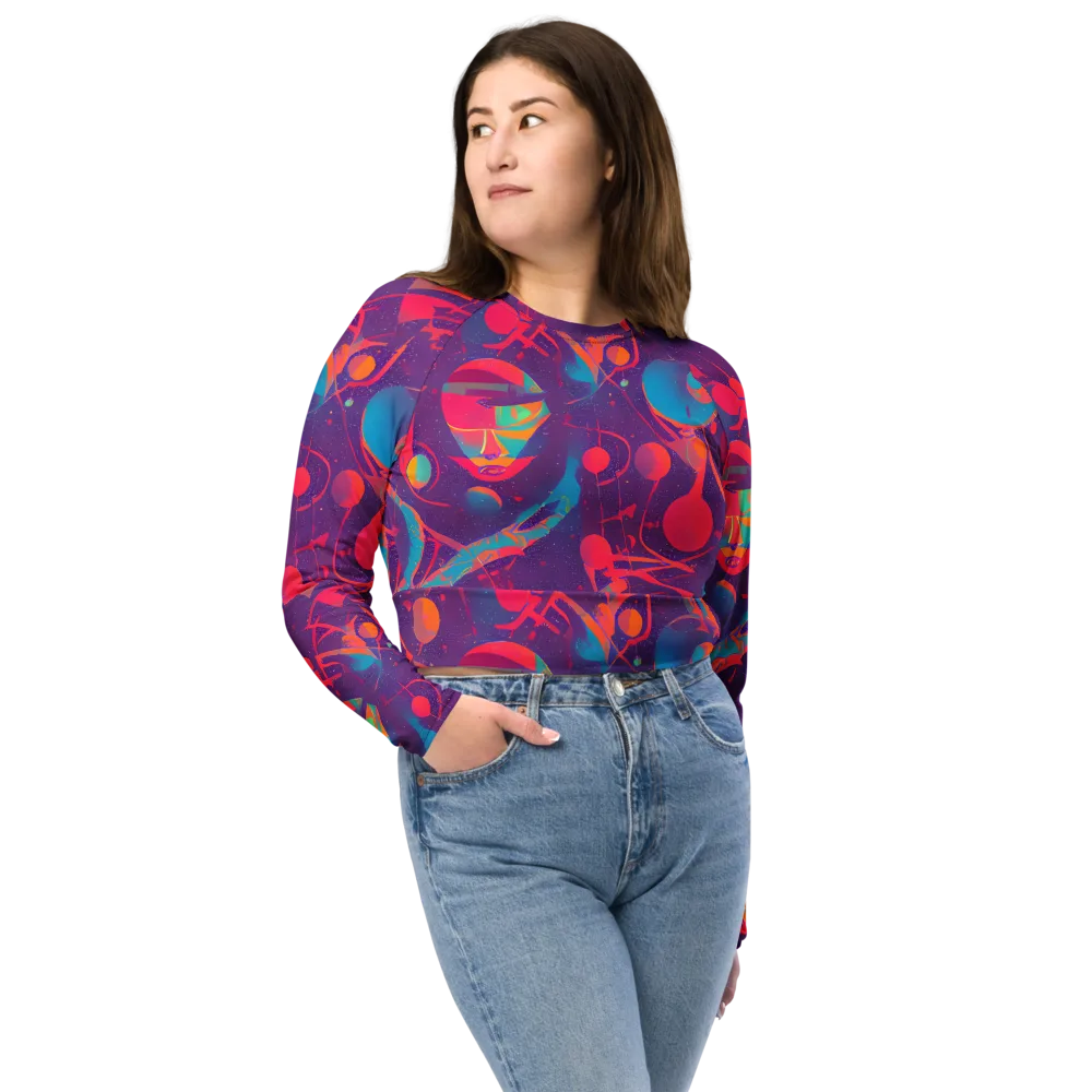 Spheric Rhapsody on Long Sleeve Crop Top — Front