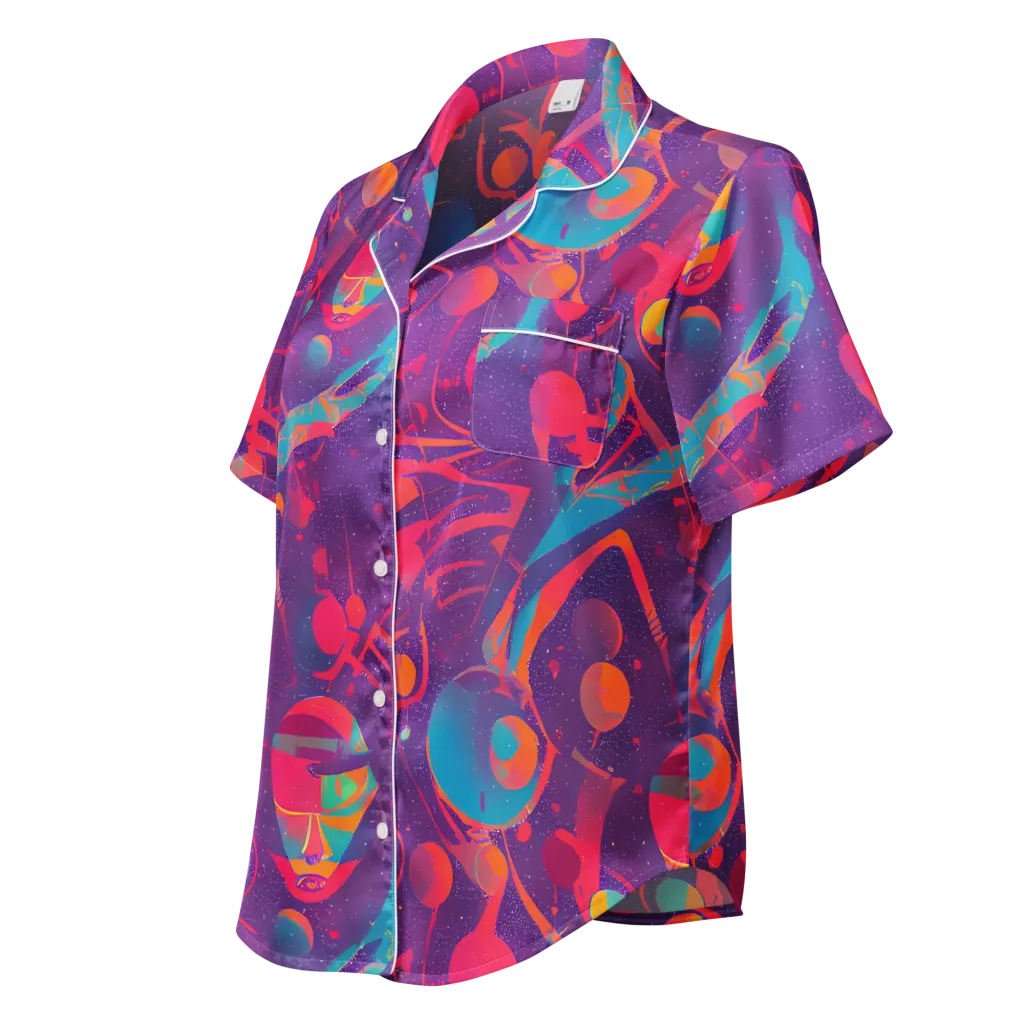 Spheric Rhapsody on Women's Short Sleeve Pajama Top — Left Front