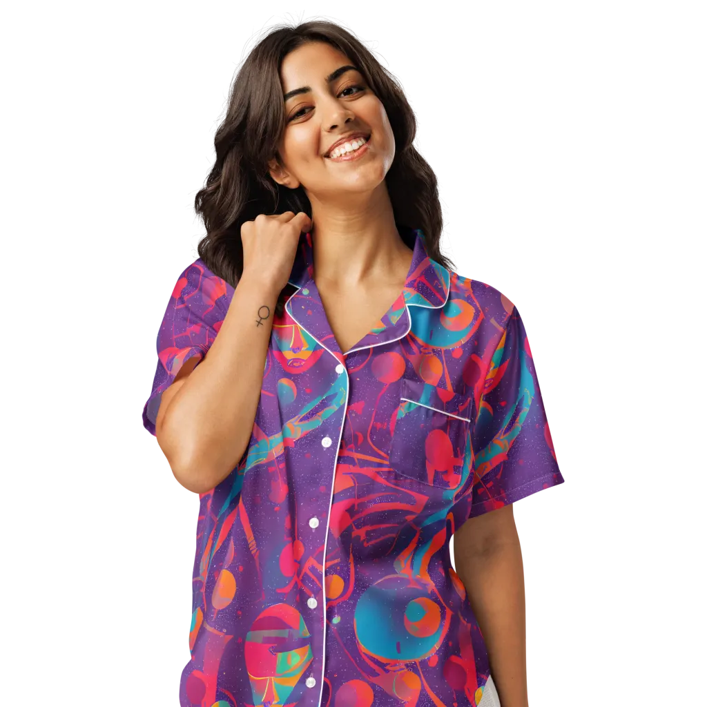 Spheric Rhapsody on Women's Short Sleeve Pajama Top — Front