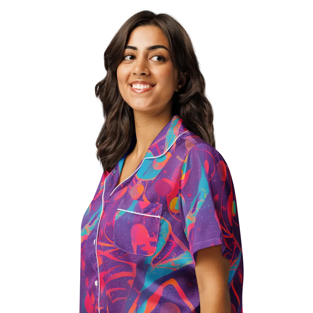 Spheric Rhapsody on Women's Short Sleeve Pajama Top — Left Front