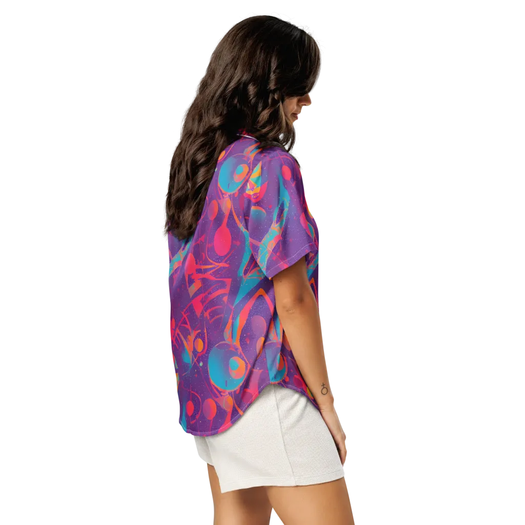 Spheric Rhapsody on Women's Short Sleeve Pajama Top — Right Back