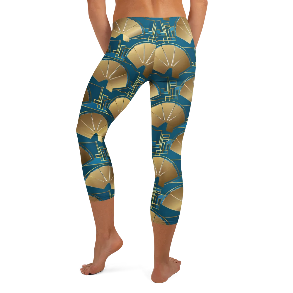 Art Deco Radiance on Capri Leggings — Back