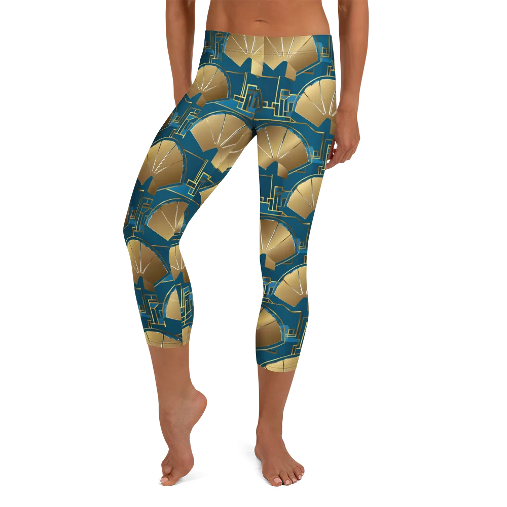 Art Deco Radiance on Capri Leggings — Front
