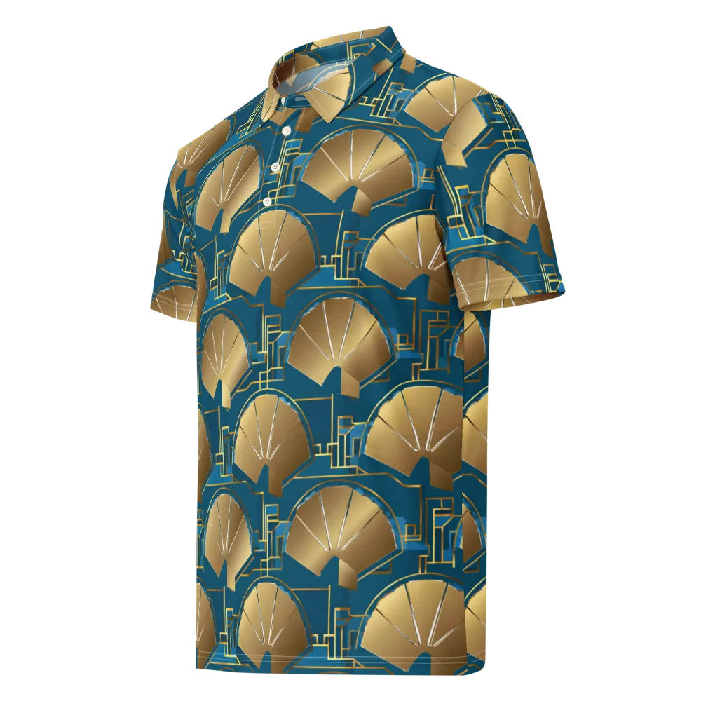 Art Deco Radiance on Men's Slim Fit Polo Shirt — Left Front