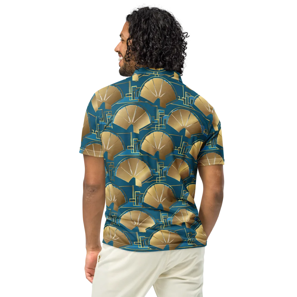 Art Deco Radiance on Men's Slim Fit Polo Shirt — Back