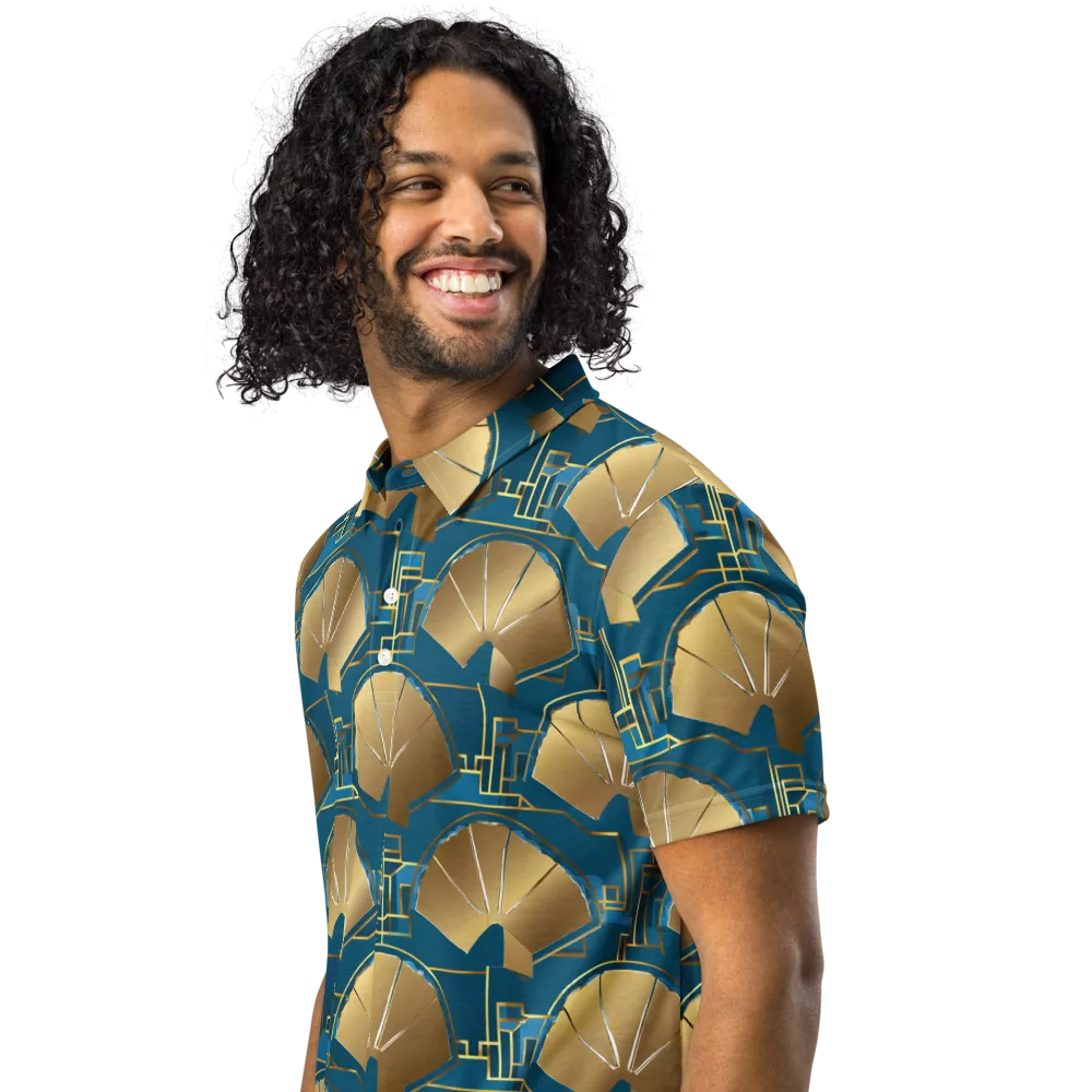 Art Deco Radiance on Men's Slim Fit Polo Shirt — Left Front