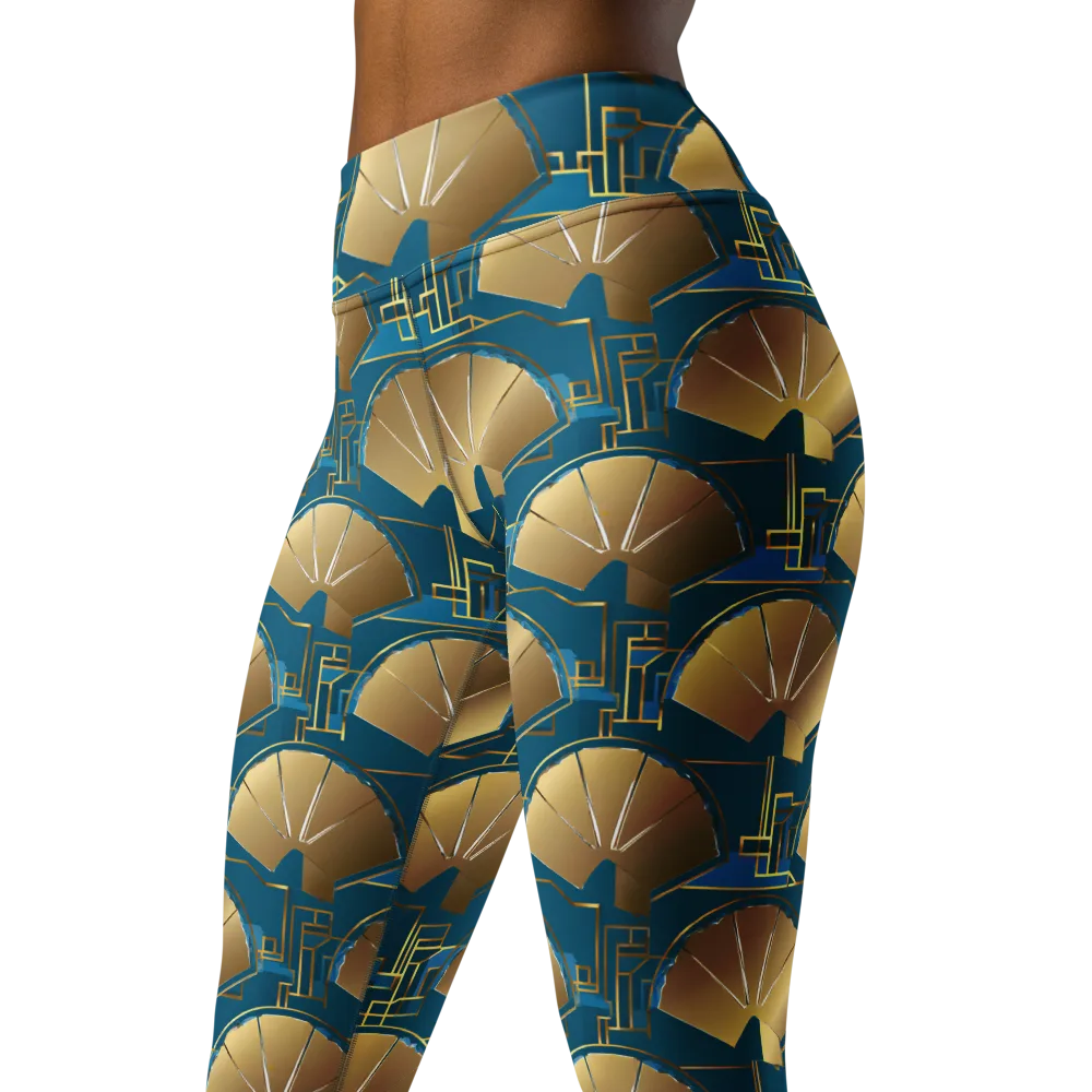 Art Deco Radiance on Yoga Leggings — Left Front