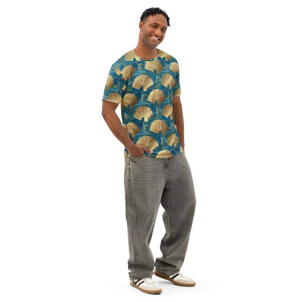 Art Deco Radiance on Men's Cotton Crew Neck T-Shirt — Right Front