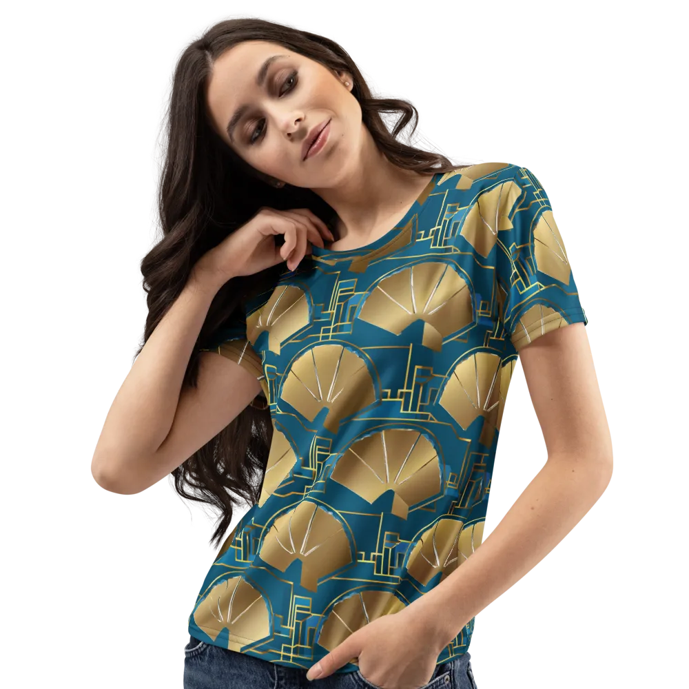 Art Deco Radiance on Women's Crew Neck T-Shirt — Left Front