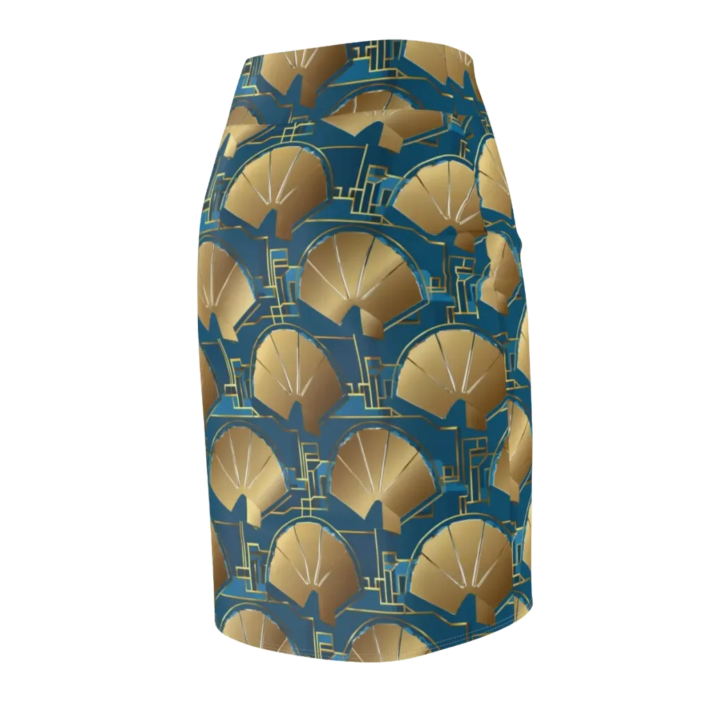 Art Deco Radiance on Pencil Skirt — Back Side