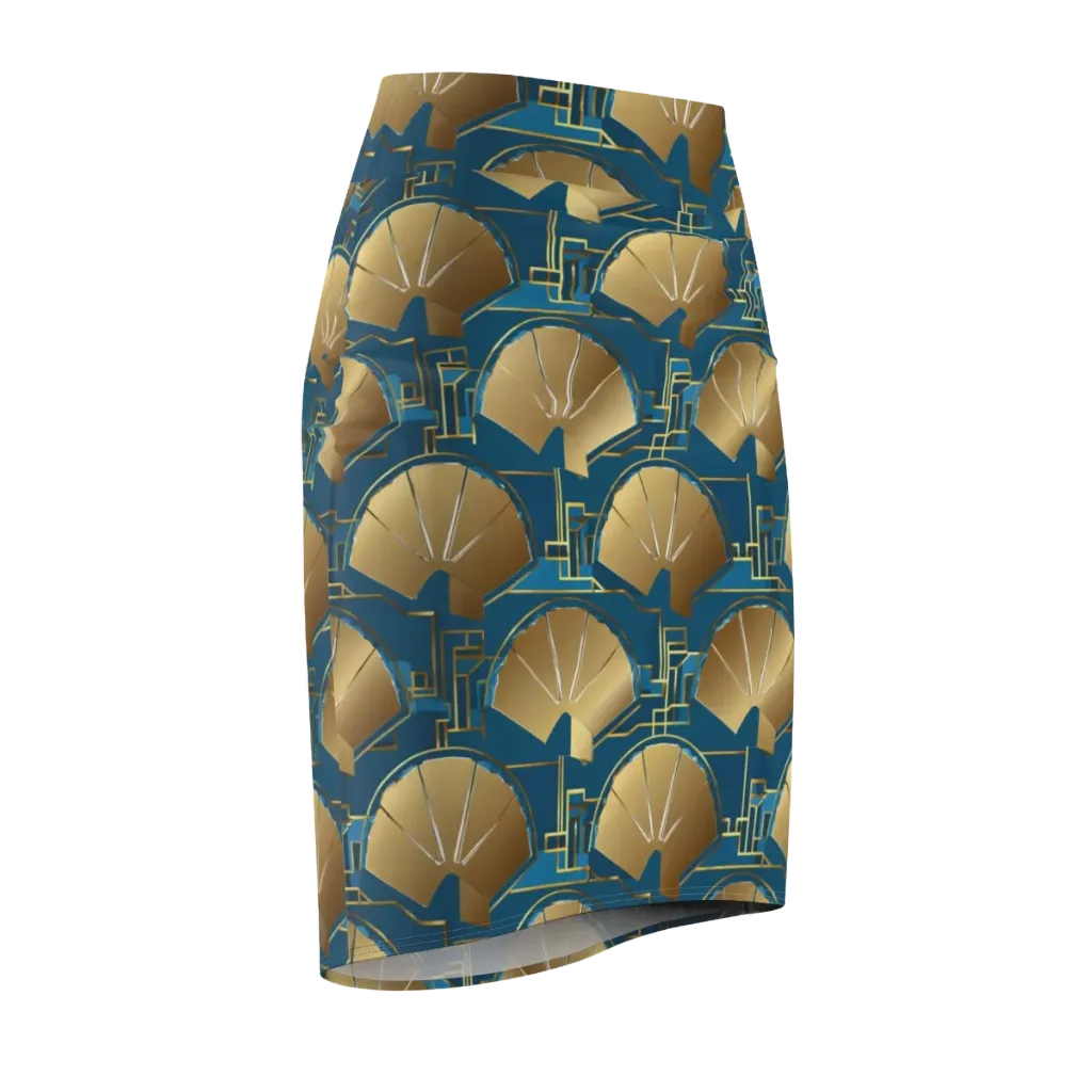 Art Deco Radiance on Pencil Skirt — Front Side