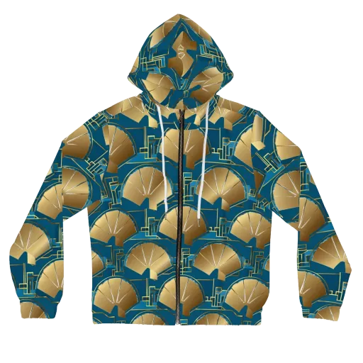 Art Deco Radiance on a Women's Full-Zip Hoodie