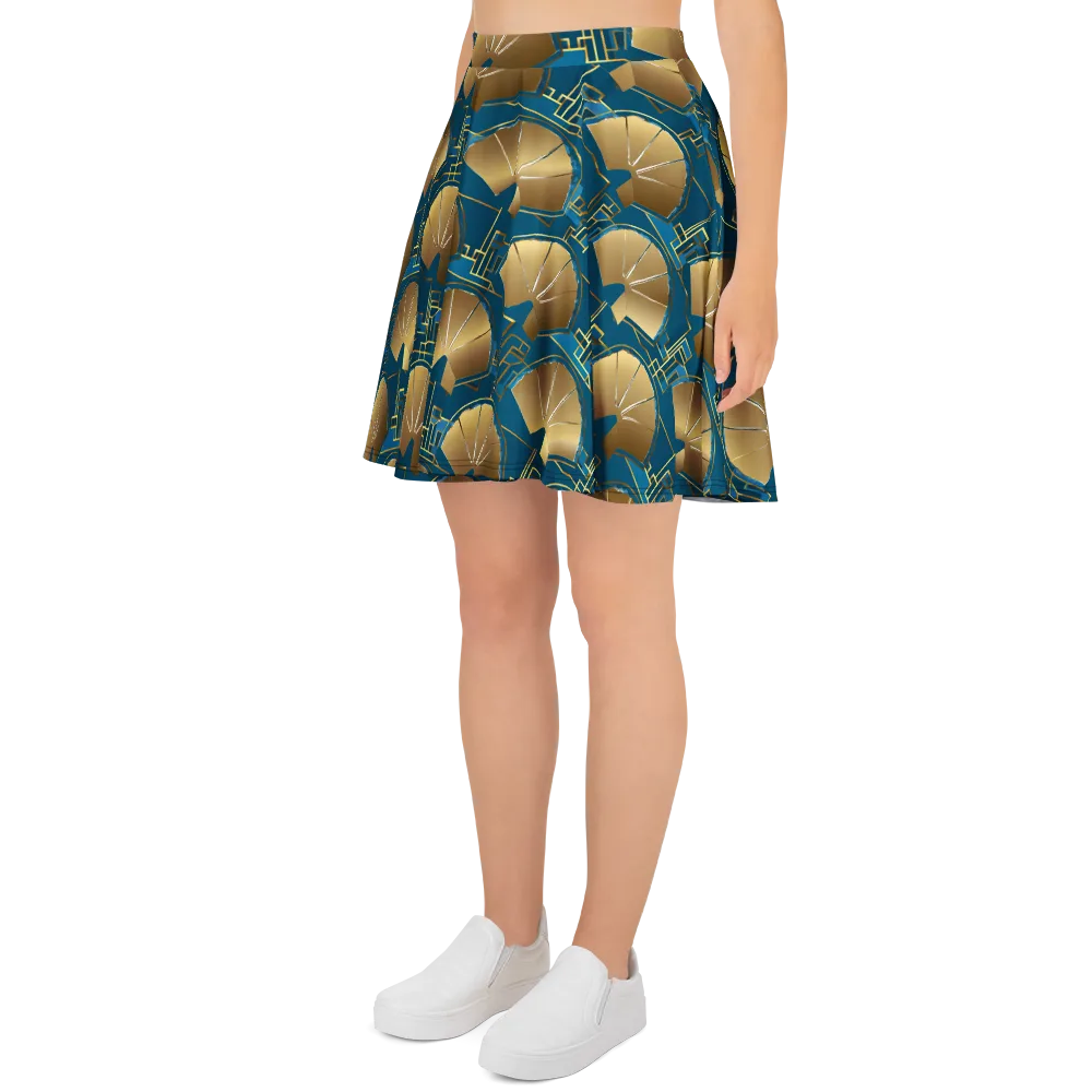 Art Deco Radiance on Skater Skirt — Left
