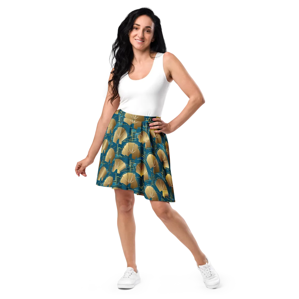 Art Deco Radiance on Skater Skirt — Front