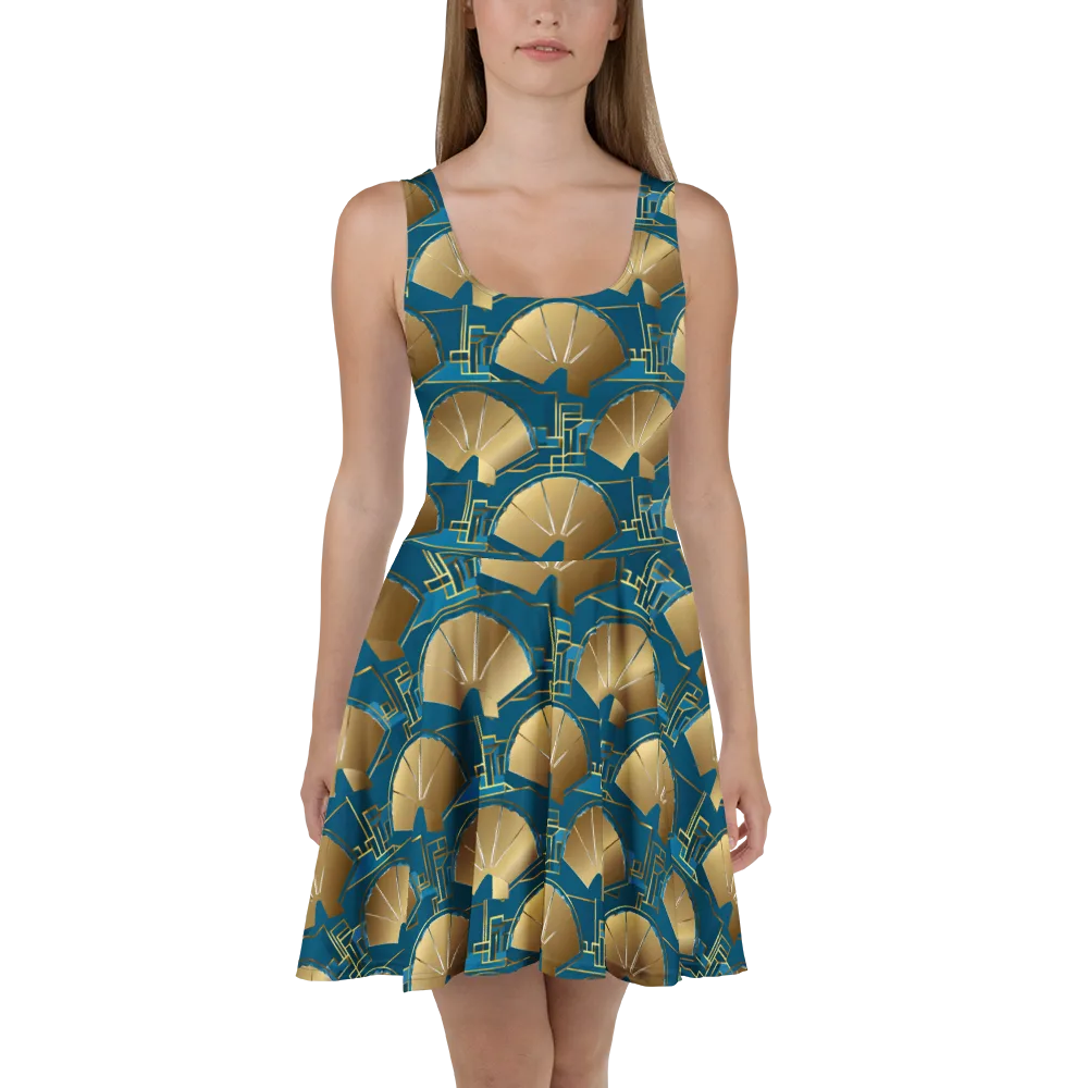 Art Deco Radiance on Skater Dress — Front