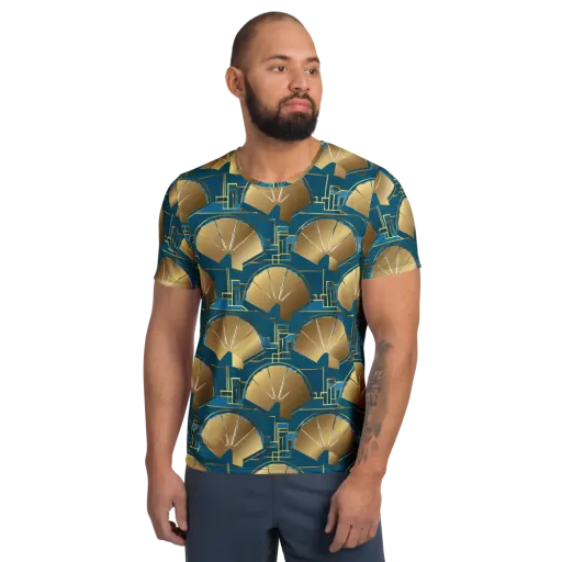 Art Deco Radiance on a Men's Athletic T-Shirt