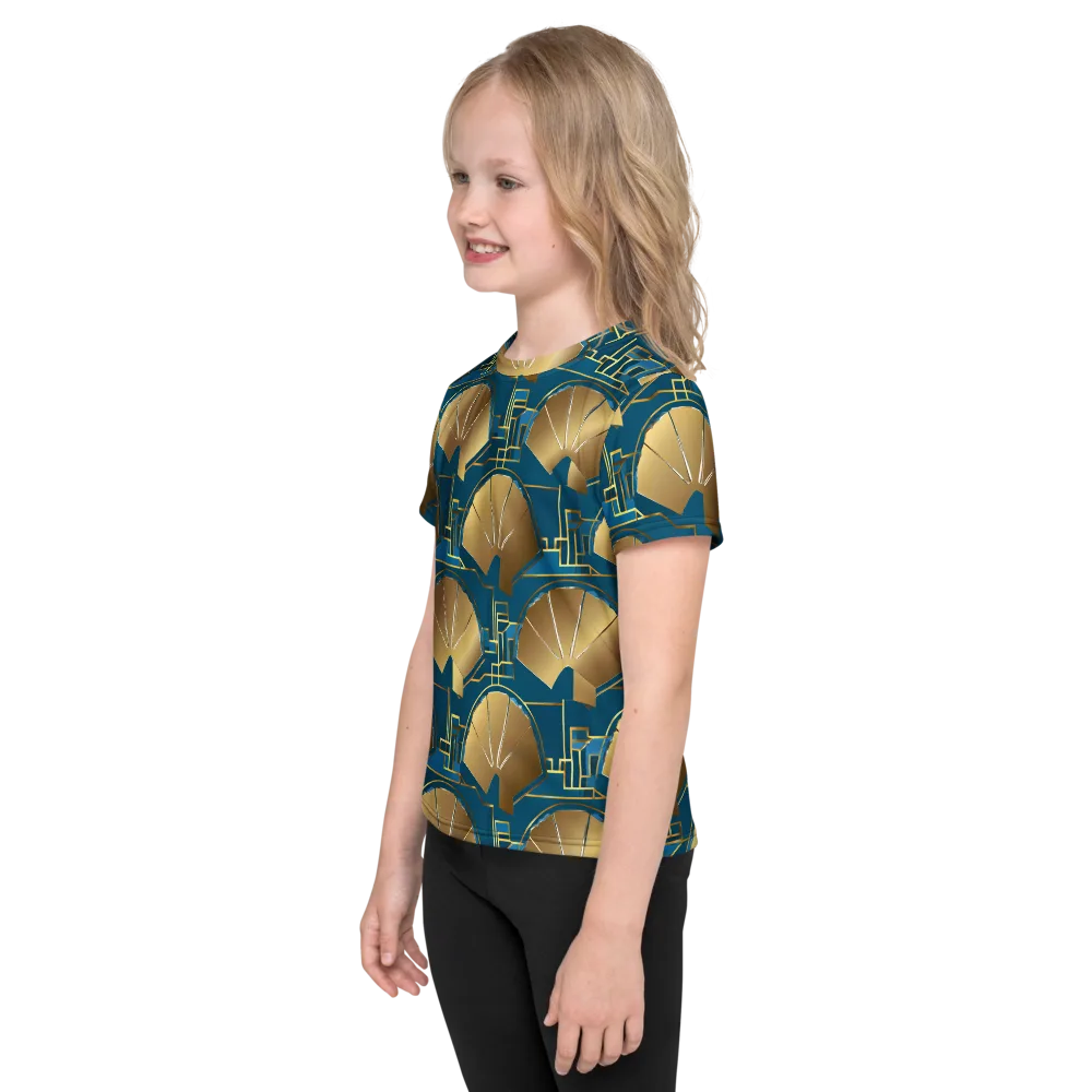 Art Deco Radiance on Kids Crew Neck T-Shirt — Left