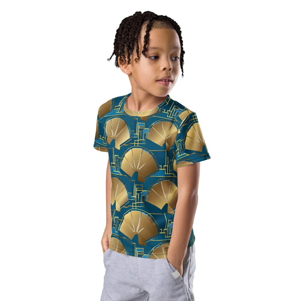 Art Deco Radiance on Kids Crew Neck T-Shirt — Left Front