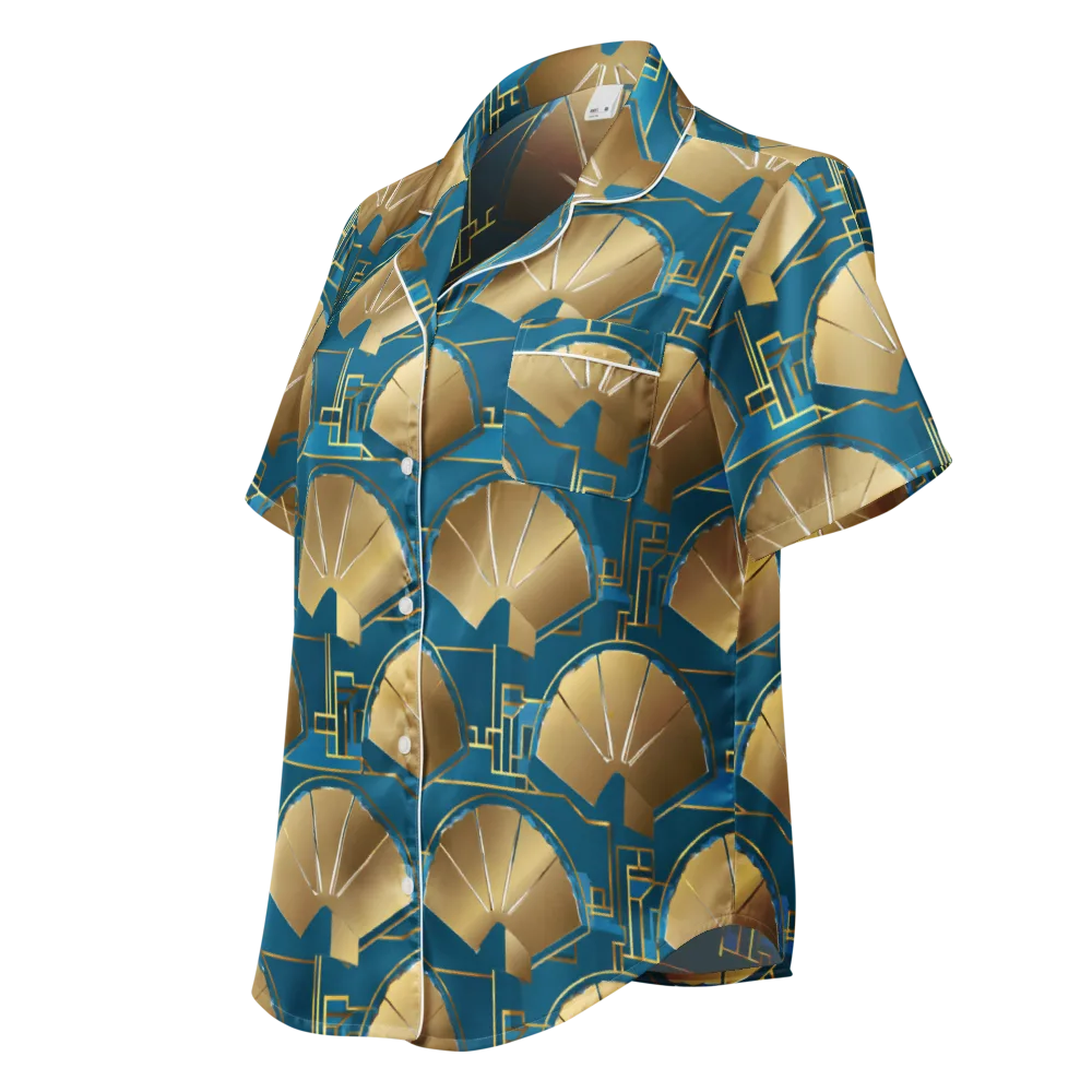 Art Deco Radiance on Women's Short Sleeve Pajama Top — Left Front