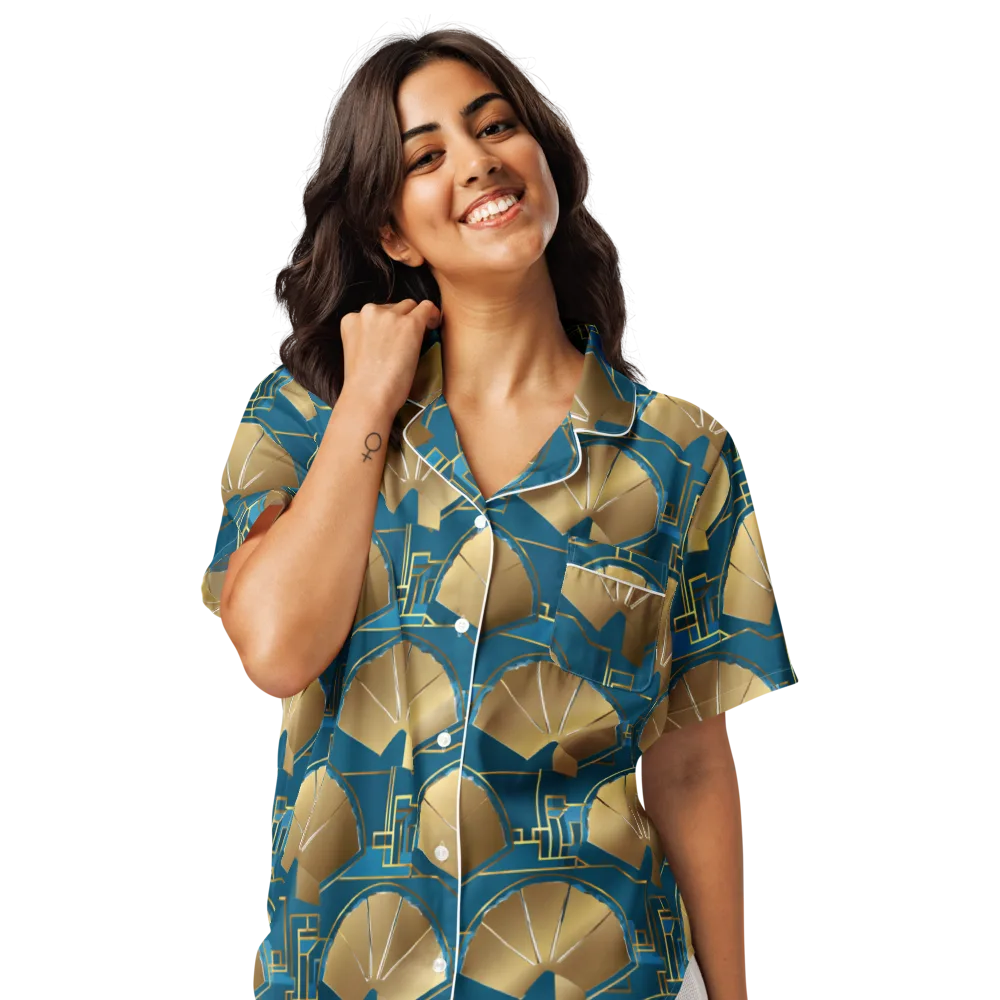 Art Deco Radiance on Women's Short Sleeve Pajama Top — Front