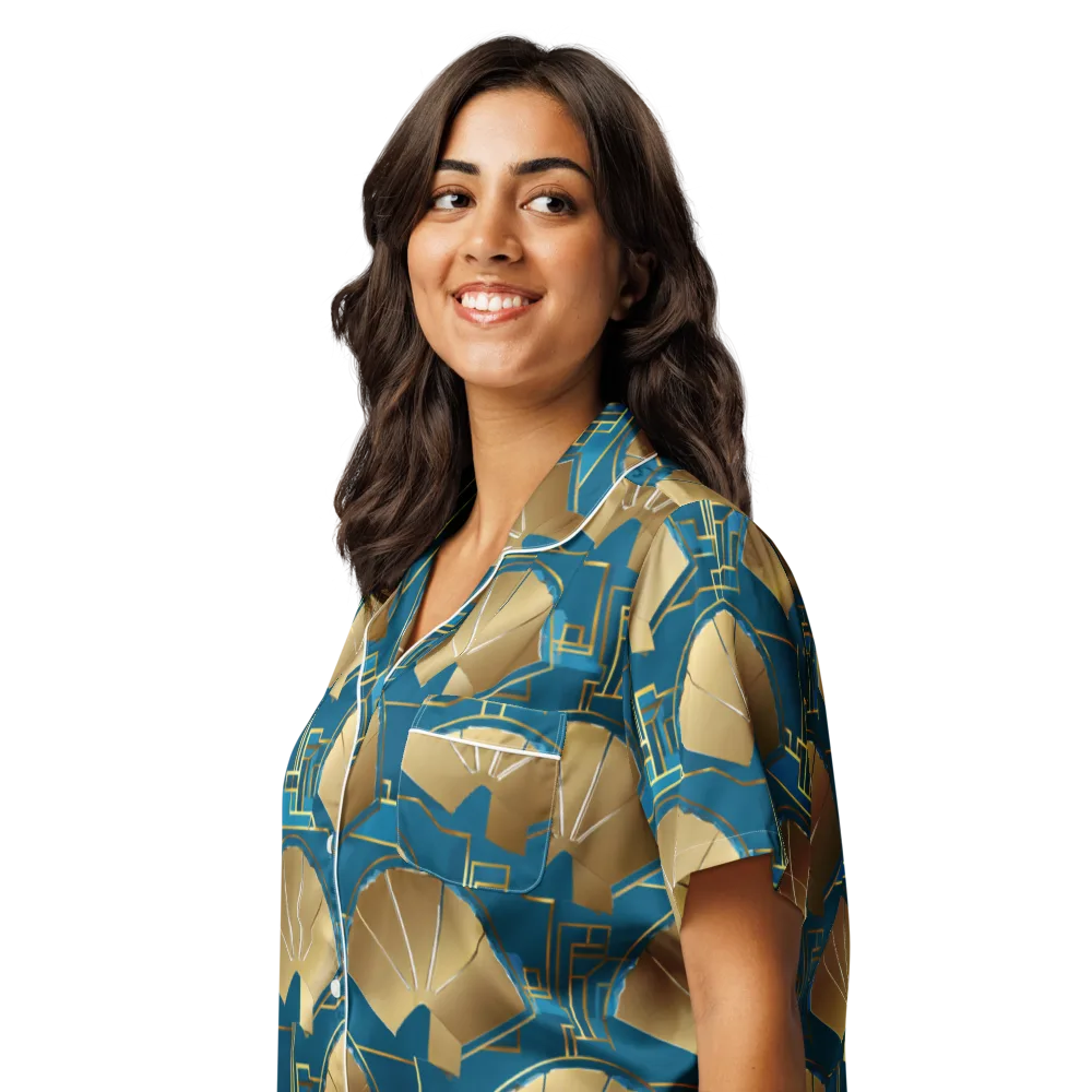 Art Deco Radiance on Women's Short Sleeve Pajama Top — Left Front