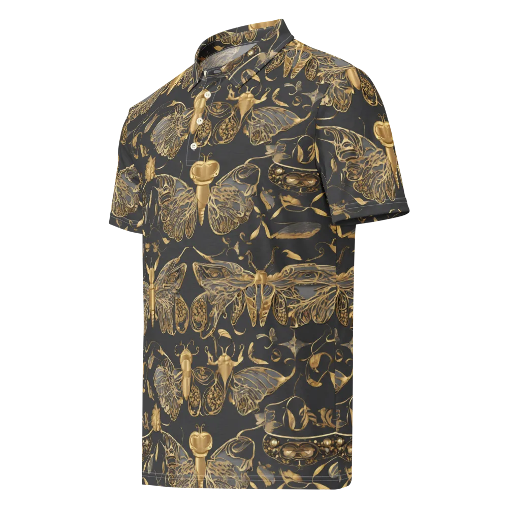 Gilded Entomology on Men's Slim Fit Polo Shirt — Left Front