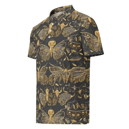 Gilded Entomology on a Men's Slim Fit Polo Shirt
