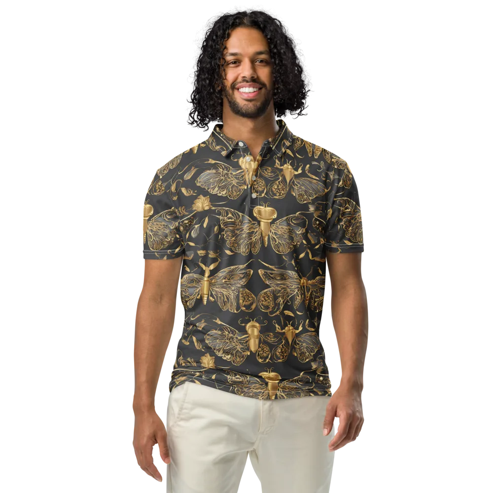Gilded Entomology on Men's Slim Fit Polo Shirt — Front