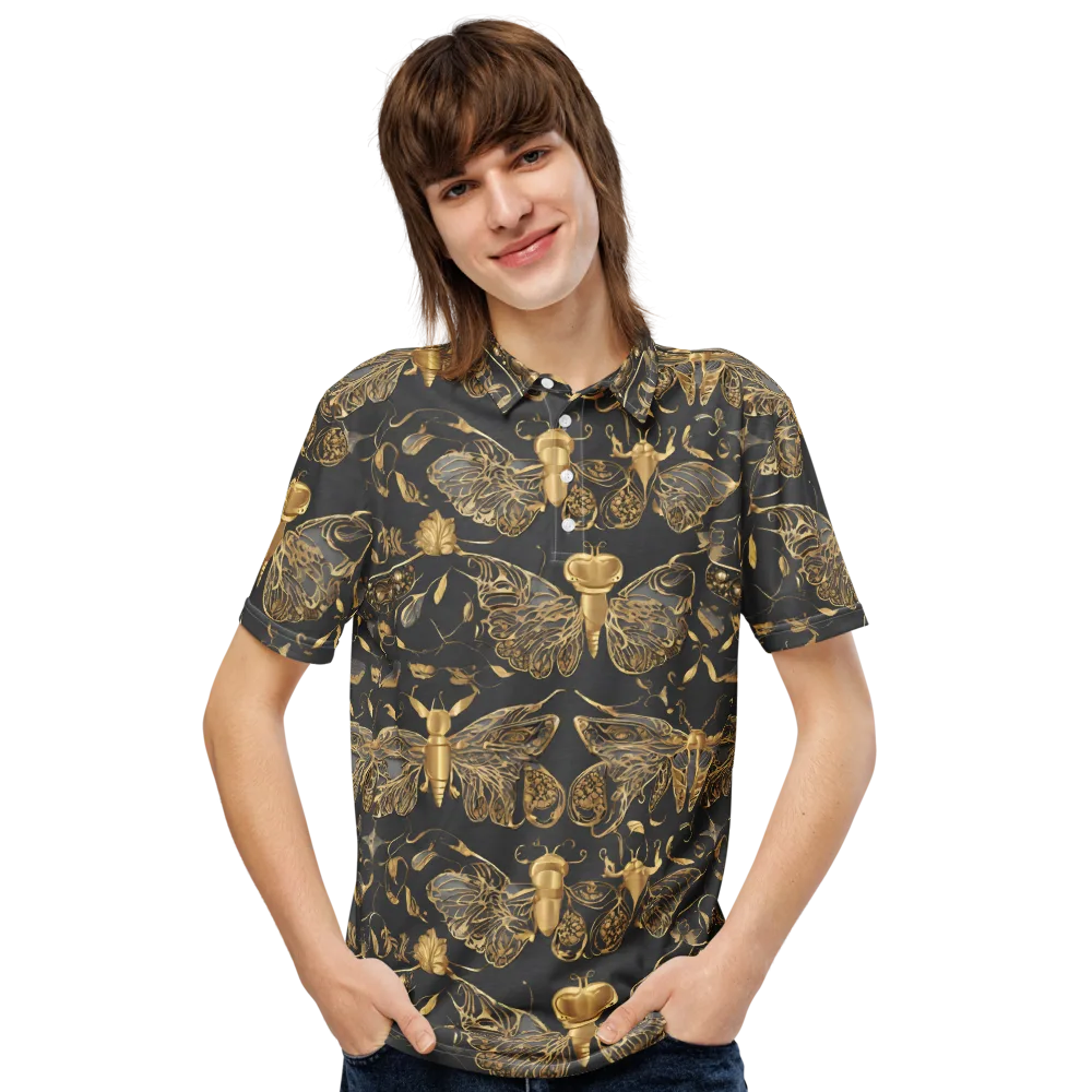 Gilded Entomology on Men's Slim Fit Polo Shirt — Front