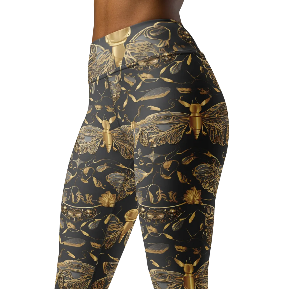 Gilded Entomology on Yoga Leggings — Left Front